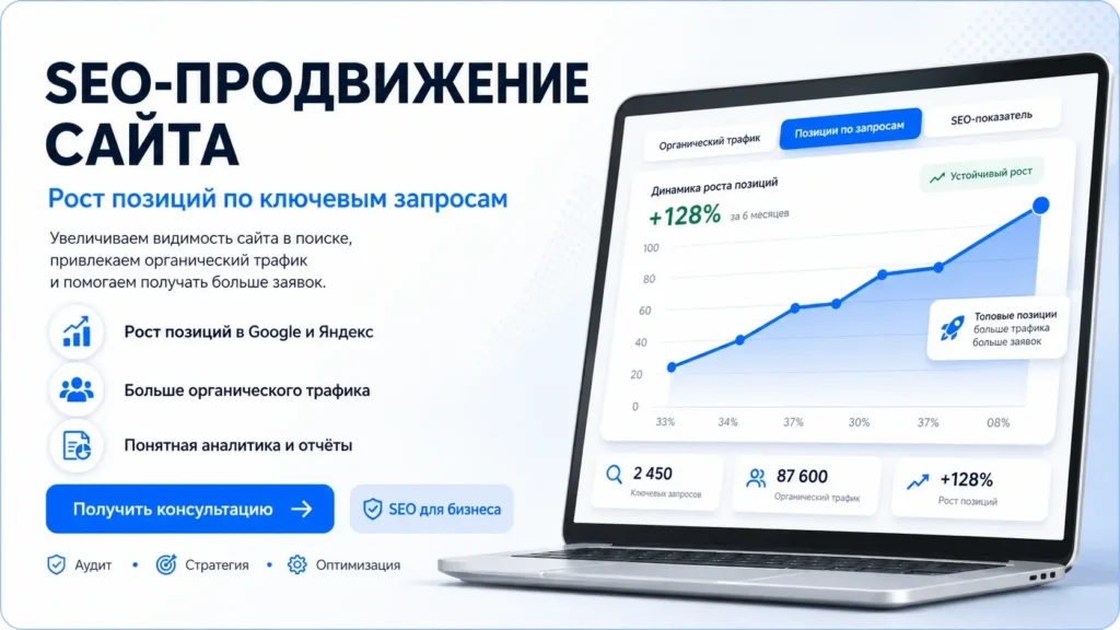 Продвижение витебского сайта по основным ключевым запросам в ТОП Гугл и Яндекс, увеличение видимости по Витебску и Витебской области.