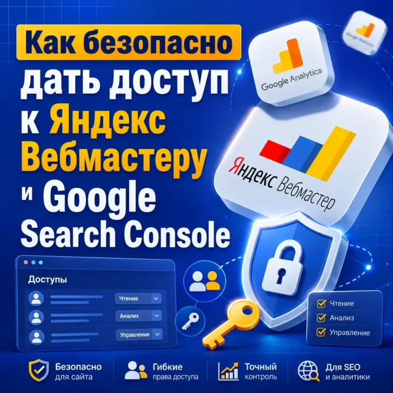 Как безопасно дать доступ к Яндекс Вебмастеру и Google Search Console